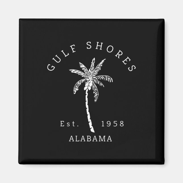 Retro Coola Bukt Shores Al Beach Handflatan Träd G Magnet (Framsidan)