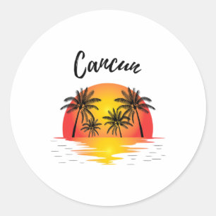 Retro Coola Cancun Original Mexico Beacher Sunset Runt Klistermärke