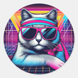 Retro Coola Cat Runt Klistermärke
