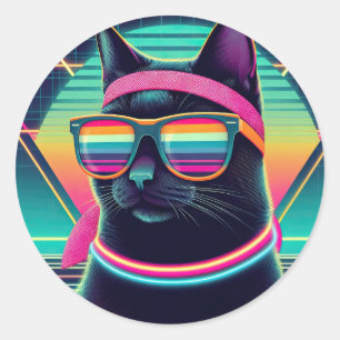 Retro Coola Cat Runt Klistermärke