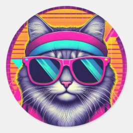 Retro Coola Cat Runt Klistermärke