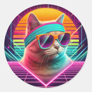 Retro Coola Cat Runt Klistermärke