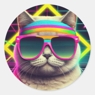 Retro Coola Cat Runt Klistermärke