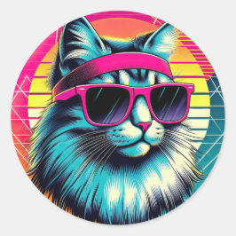 Retro Coola Cat Runt Klistermärke
