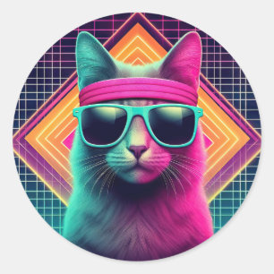 Retro Coola Cat Runt Klistermärke