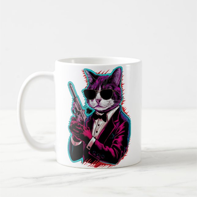 Retro Coola Cat Spy Kaffemugg (Vänster)