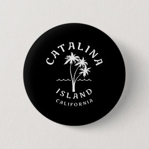Retro Coola Catalina Island Handflatan Träd Manar Knapp
