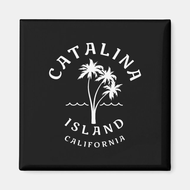 Retro Coola Catalina Island Handflatan Träd Manar  Magnet (Framsidan)