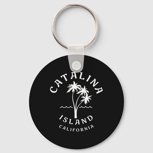 Retro Coola Catalina Island Handflatan Träd Manar  Nyckelring (Framsida)