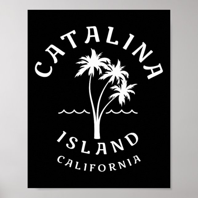 Retro Coola Catalina Island Handflatan Träd Manar  Poster (Framsidan)