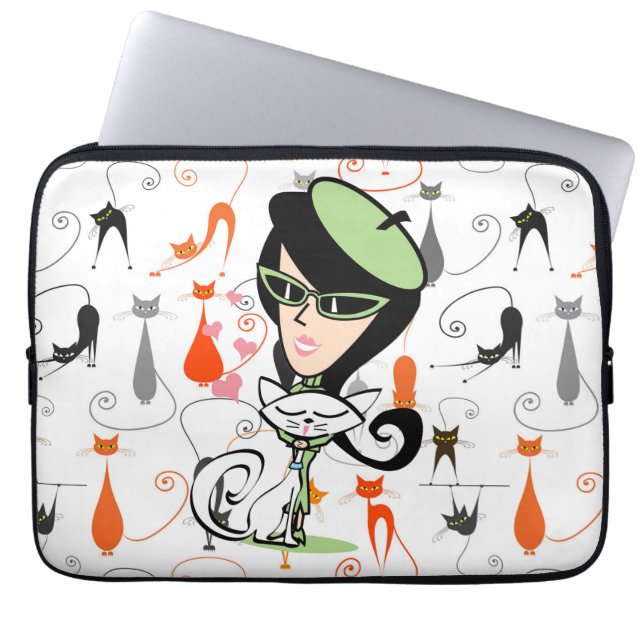 Retro Coola Cats of Paris Laptop Fodral (Framsidan)