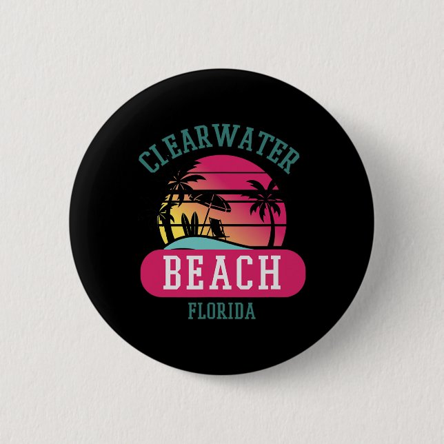 Retro Coola Clearwater Beach Original Florida Beac Knapp (Framsida)