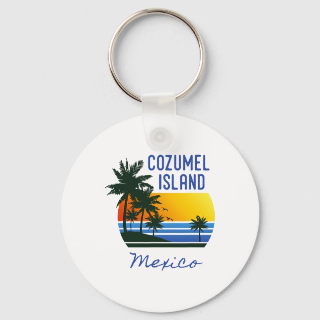 Retro Coola Cozumel Original Mexico Beacher Kvinno Nyckelring (Framsida)