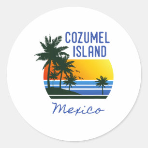 Retro Coola Cozumel Original Mexico Beacher Kvinno Runt Klistermärke