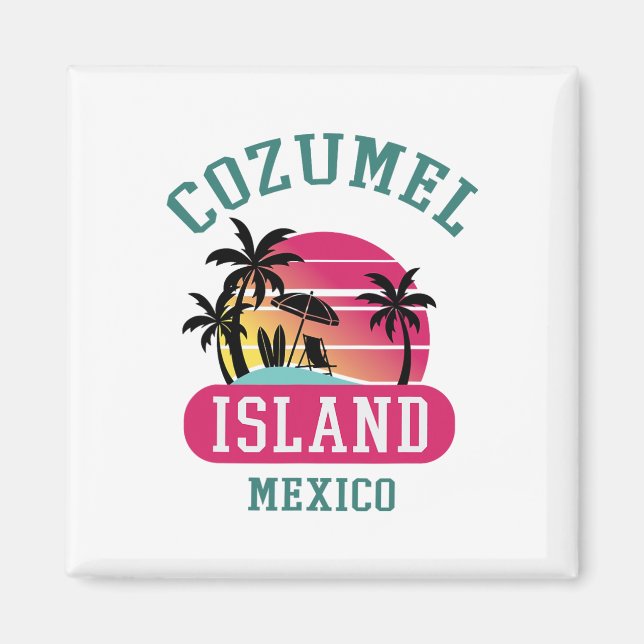 Retro Coola Cozumel Original Mexico Beacher Sunset Magnet (Framsidan)