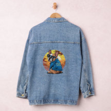 Retro Coola Fransk Bulldog Denim Jacka
