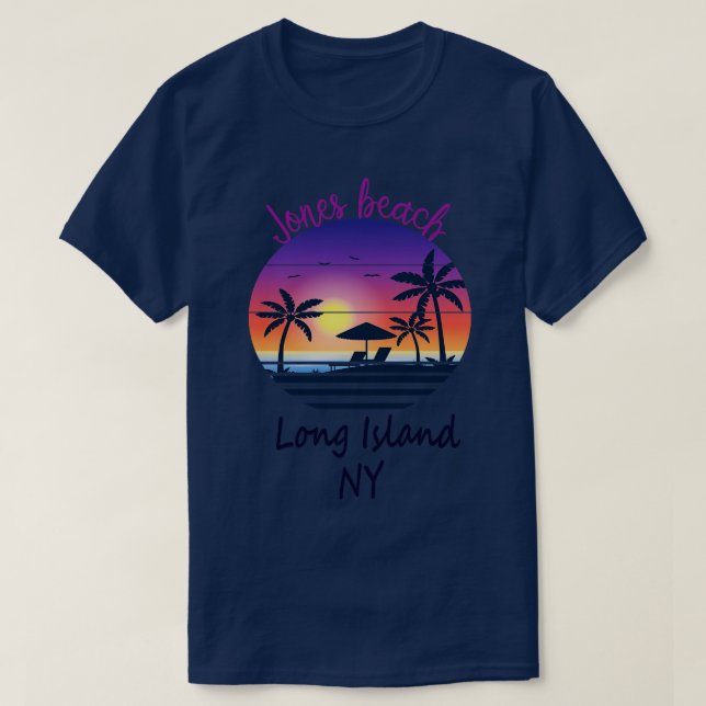 Retro Coola Jones Beach Long Island New York Sunse T Shirt (Design framsida)