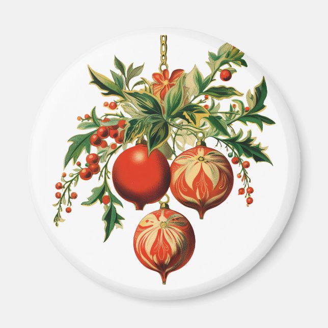 Retro Coola Julgran Dekorationer Magnet (Framsidan)