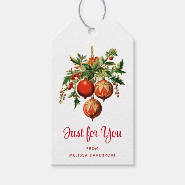 Retro Coola Julgran Dekorationer Presentetikett (Framsidan)