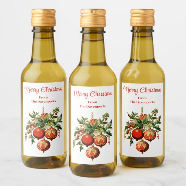 Retro Coola Julgran Dekorationer Vinetikett (Flaskor)