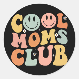 Retro Coola Mammor Klubb Mamma Smile Lycklig Ansik Runt Klistermärke