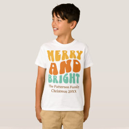 Retro Coola Merry och Bright Boy's jul T Shirt