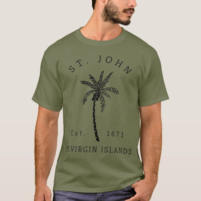 Retro Coola Noveltyn St John USVI Beach Handflatan T Shirt (Framsida)