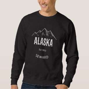 Retro Coola Seward Alaska Mountain Novelty Art Mem Lång Ärmad Tröja