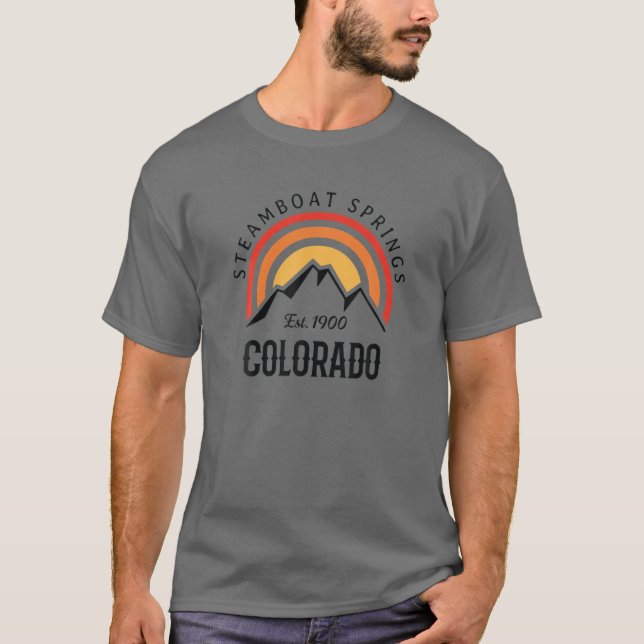 Retro Coola Steamboat Vår CO Rocky mountains No. T Shirt (Framsida)