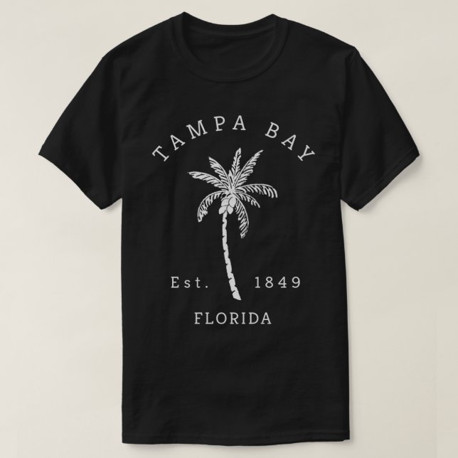 Retro Coola Tampa Bay Florida Handflatan Träd Nove T Shirt (Design framsida)