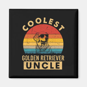Retro Coolaste Golden Retriever Farbror Roliga Gåv Magnet