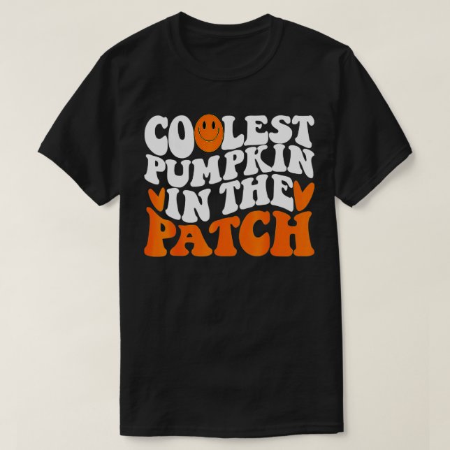 Retro Coolest Pumpkin in Patch Halloween T Shirt (Design framsida)