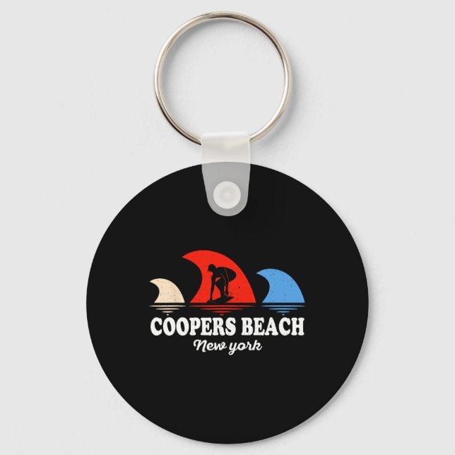 Retro Coopers Beach New York Surfbräda  Nyckelring (Framsida)