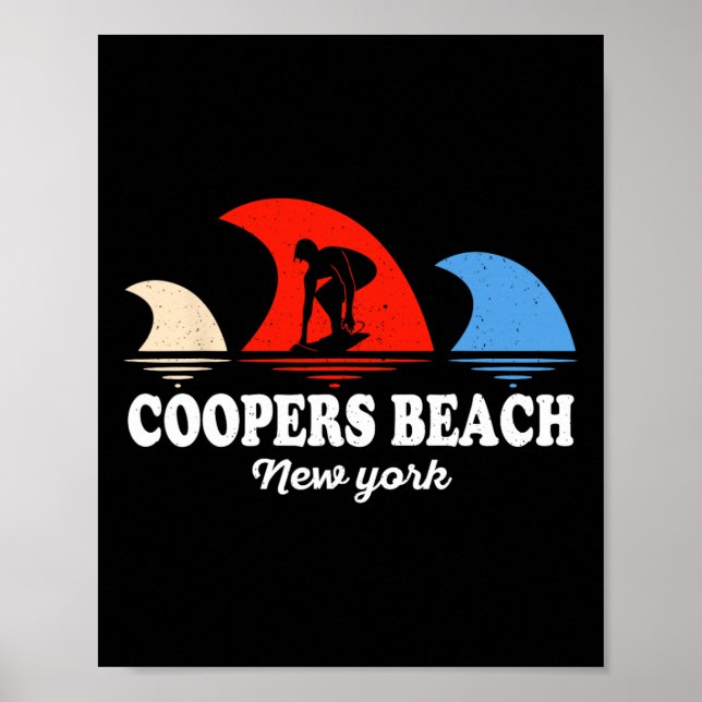 Retro Coopers Beach New York Surfing Poster (Framsidan)