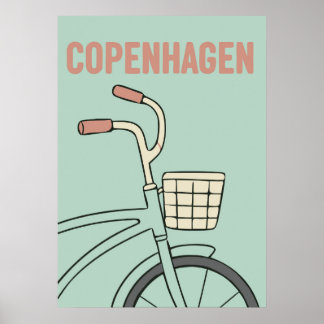 Retro Copenhagen Bicycle Art – Minimal Preppy Styl Poster