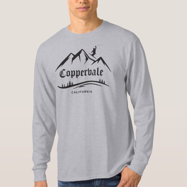Retro Coppervale Ski Äventyr T Shirt (Framsida)