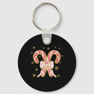 Retro Coquette-båge Candy Cane Julsäsong Kvinna Nyckelring