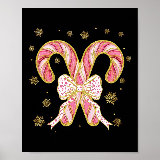 Retro Coquette-båge Karamellpinne Julsäsong Kvinna Poster (Framsidan)