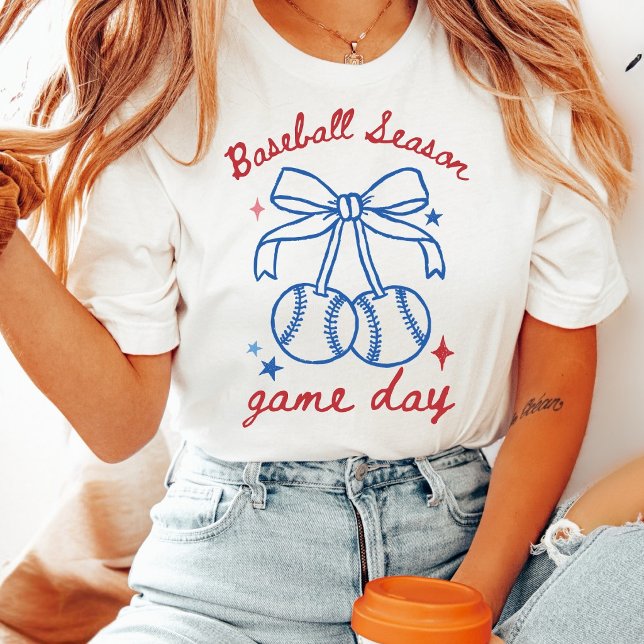 Retro Coquette Baseball Season Bow T Shirt (Skapare uppladdad)