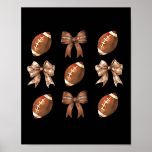 Retro Coquette Bow American Football Thanksgiving Poster