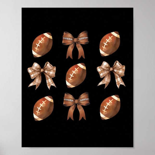 Retro Coquette Bow American Football Thanksgiving Poster (Framsidan)