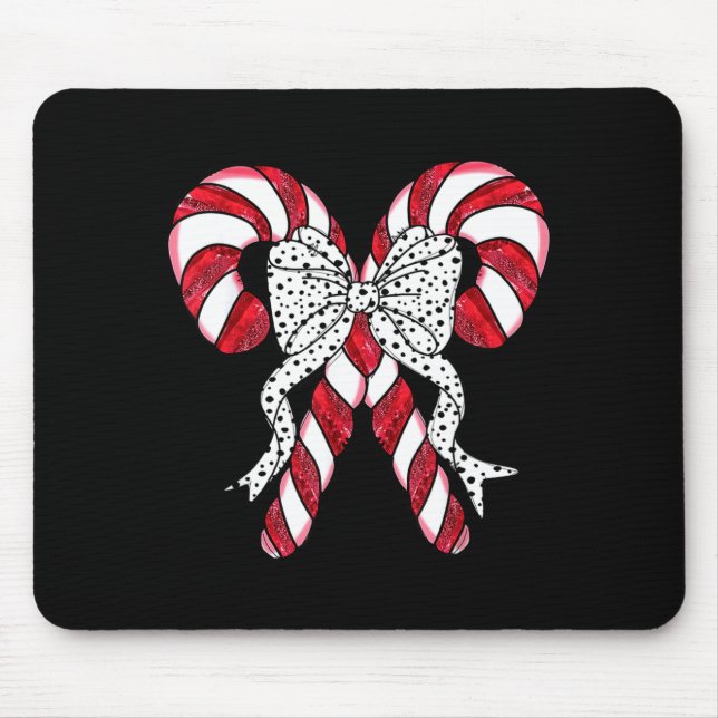 Retro Coquette Bow Candy Cane Christmas Season Wom Musmatta (Framsidan)