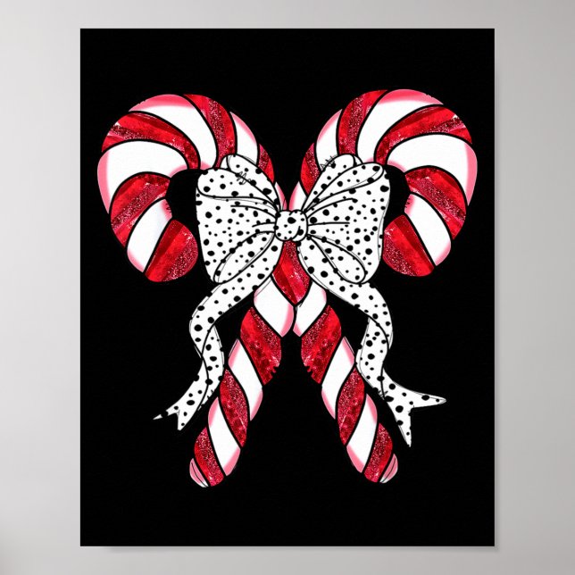 Retro Coquette Bow Candy Cane Christmas Season Wom Poster (Framsidan)