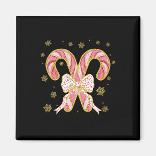 Retro Coquette Bow Candy cane, julsäsong Wom Magnet