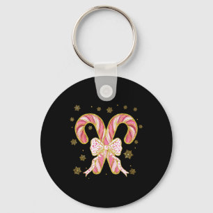 Retro Coquette Bow Candy cane, julsäsong Wom Nyckelring