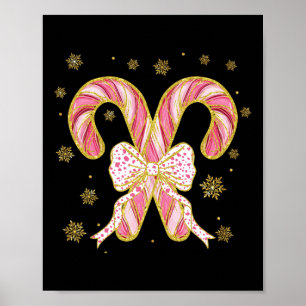 Retro Coquette Bow Candy cane, julsäsong Wom Poster