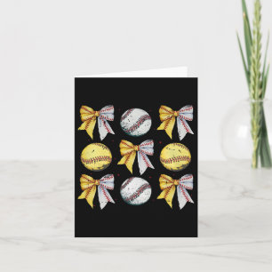 Retro Coquette Bow Funny Game Day Baseball Softbal Kort