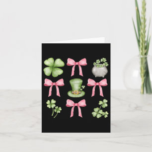 Retro Coquette Bow Irish Shamrock St patricks day Kort