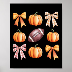 Retro Coquette Bow Pumpkin American Football Tack Poster