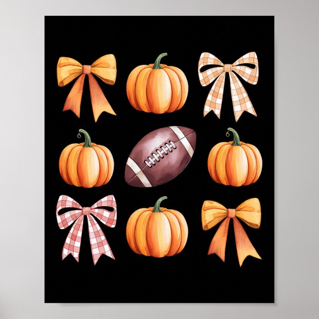 Retro Coquette Bow Pumpkin American Football Tack Poster (Framsidan)
